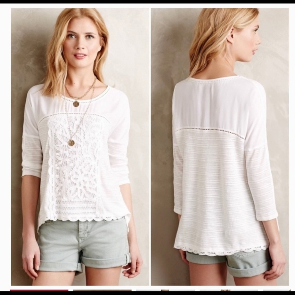 Anthropologie Tayrona White Crochet Blouse